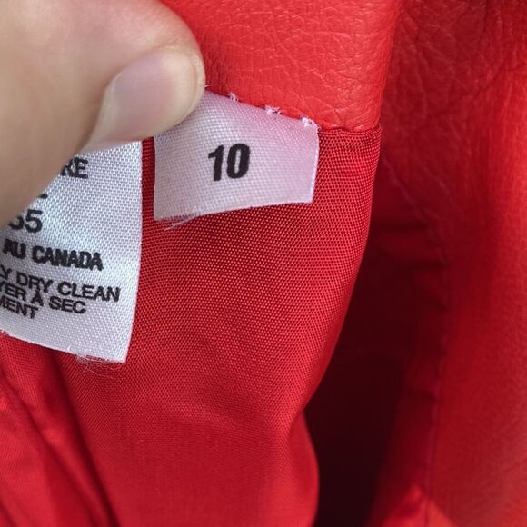 Retro 80s Dominic Bellissimo Lindzon Red Leather Pencil Skirt Vamp Glam Rock 10 - Picture 8 of 8